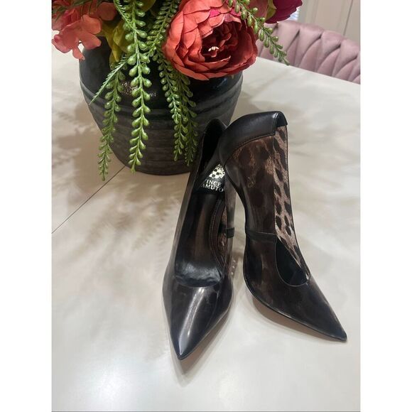 Vince Camuto Shoes - Vince Camuto Women's Anessta Leopard Print Pointed Toe Heels Pump Black 7.5 NIB